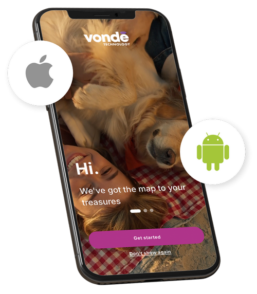 Vonde alkalmazás telefonon, iOS és Android elérhetőséggel