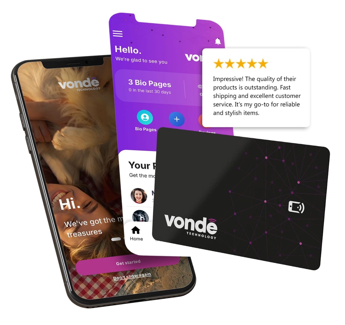 Vonde NFC Business Card alkalmazás és kártya mockup