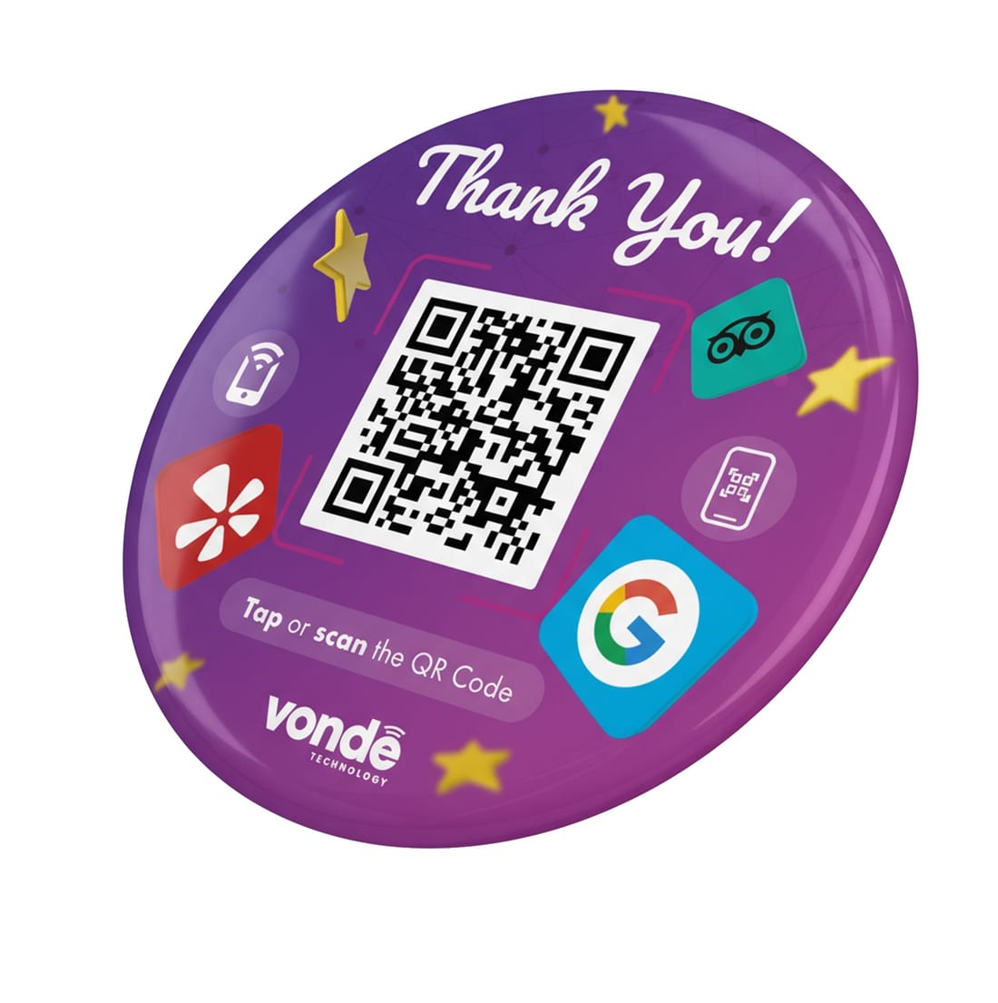 Vonde értékelésgyűjtő matrica QR-kóddal