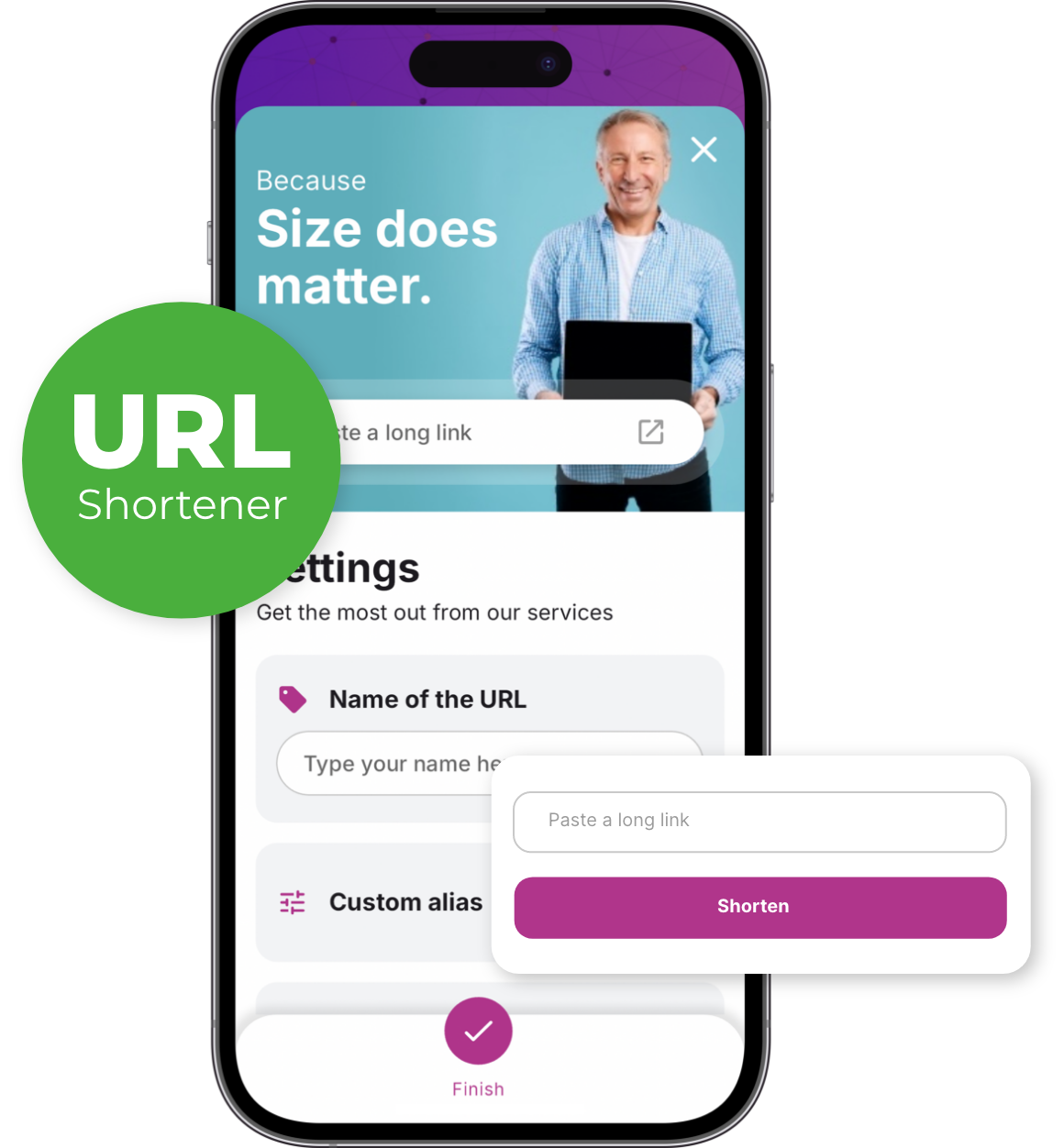 Vonde Pro alkalmazás URL-rövidítővel