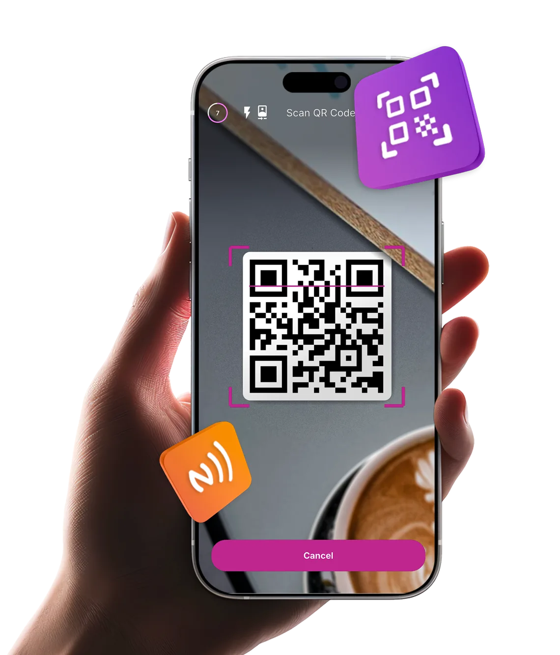 Interface de leitura de códigos QR do Vonde QR Manager